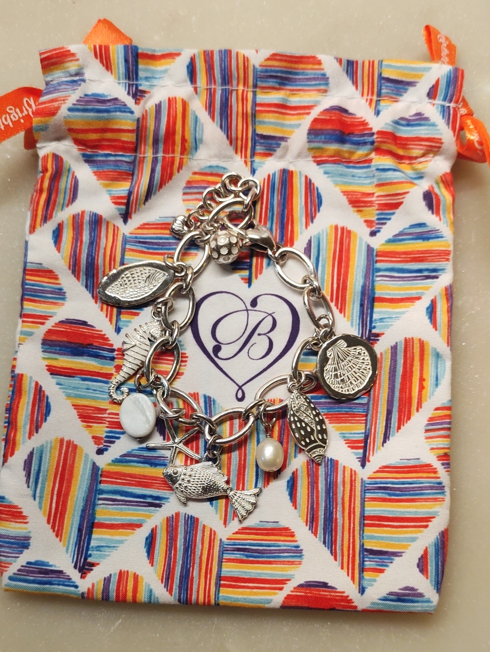 Brighton RARE Nautical Charm Bracelet Silver And White Pave' Crystals - Picture 8 of 8